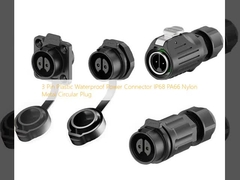 Conector de alimentación impermeable de plástico de 3 pines IP68 PA66 Enchufe circular de metal de nylon
