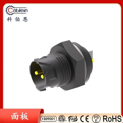 Conector de panel IP67 a prueba de agua P12, macho trasero, roscado, soldado, conector de montaje, zócalo de 3 o 4 núcleos para alimentación y automoción