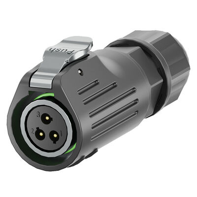 Conector de cable impermeable IP68 con voltaje de funcionamiento de 250V y clasificación de corriente máxima de 32A para conexiones eléctricas seguras