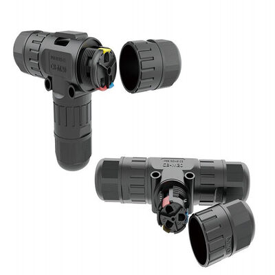 Conector de datos impermeable de nylon PA66 con clasificación de impermeabilidad IP68 y corriente máxima de 40A para aplicaciones al aire libre