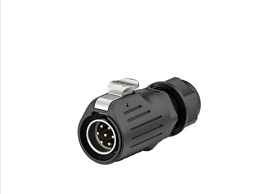 Conector de señal impermeable LP20 de 7 pines, tipo de bloqueo de brida de Metal y plástico, 10A IP67