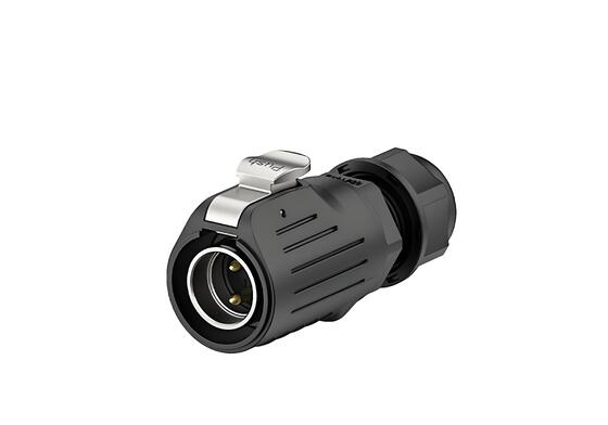 LP20 2 núcleos 20A IP67 Conector de energía a prueba de agua Montaje de panel de plástico metálico
